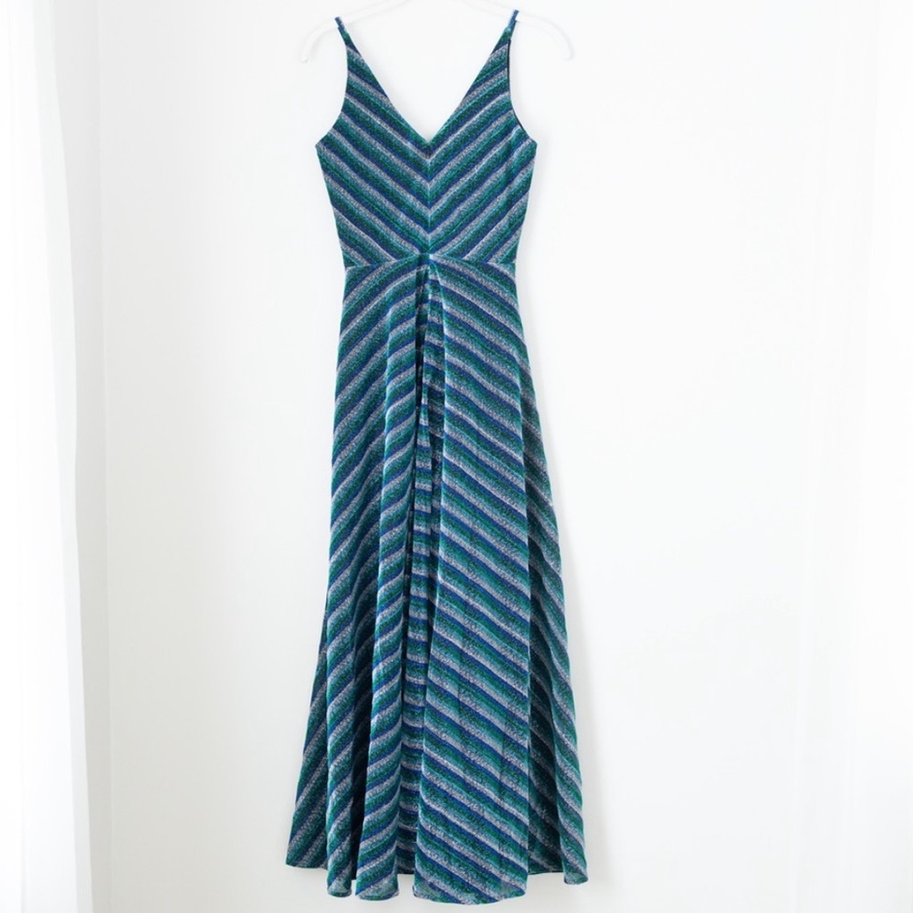 Dress the Population Lena Dress: Striped Maxi Dress - Blue and Green - Picture 5 of 13